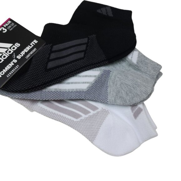Adidas Womens Superlite Low Cut Socks 3 Pair Size 5-10 Aeroready Breathable - Picture 5 of 6